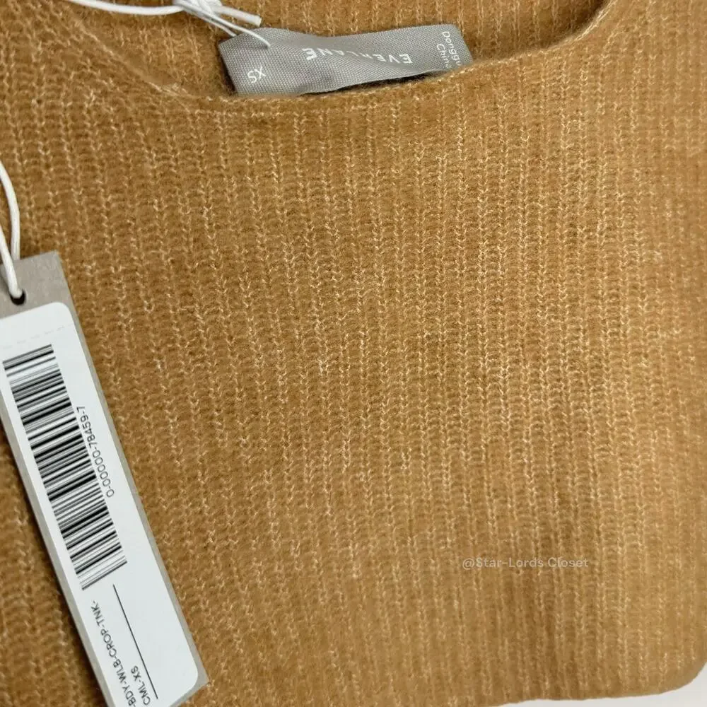 Everlane Cozy Stretch Cropped Tank Top XS Camel Brown Wool Sustainable Layering